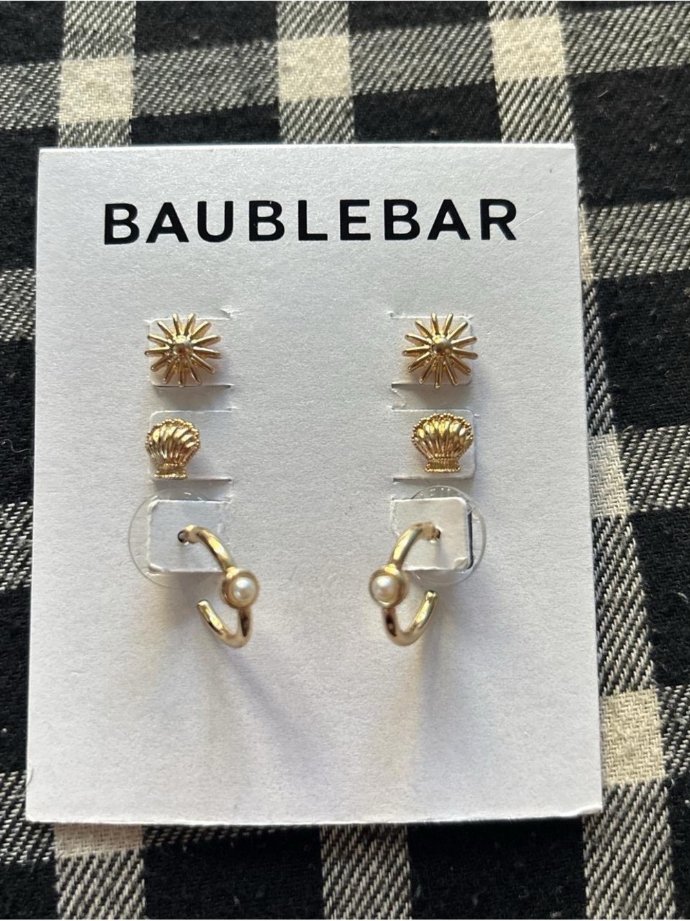 BaubleBar Gold Sun, Shell & Pearl Earring Trio